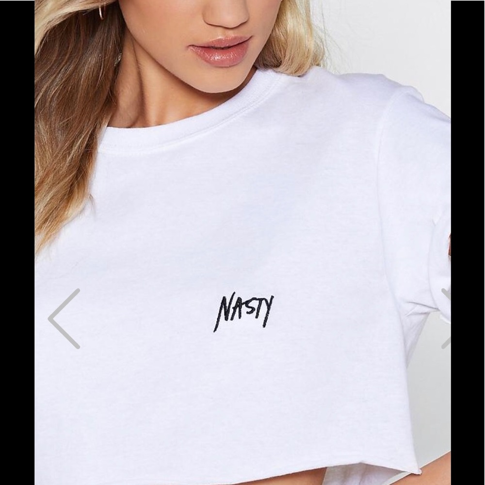 Nasty Gal Cropped White T'